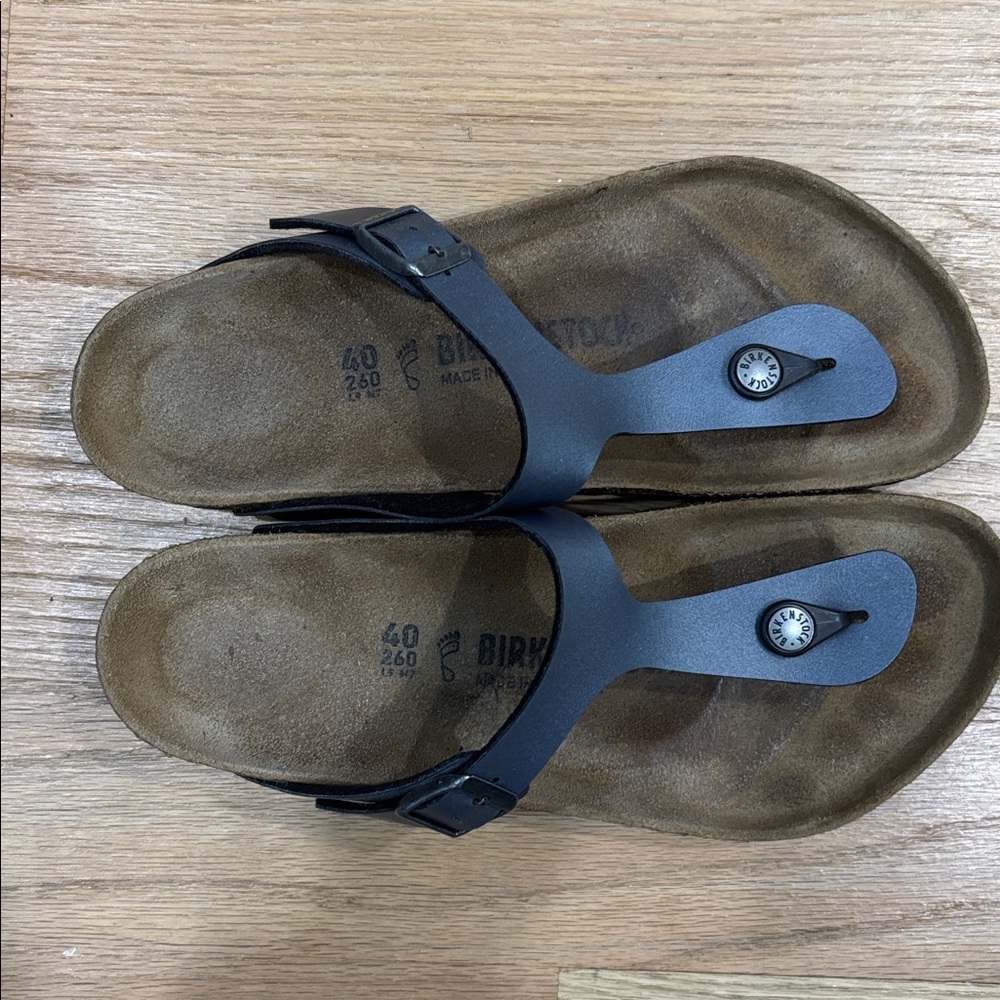 Birkenstock metallic blue Thong Sandals